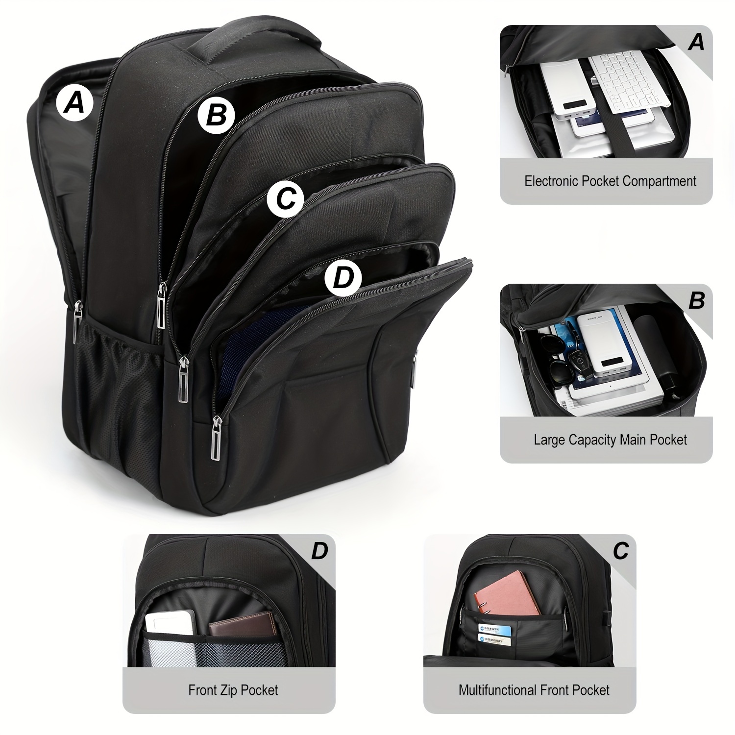 Mochila escolar, mochila grande para laptop de viaje con puerto de carga  USB, bolsa de trabajo duradera para portátiles de 17 pulgadas para mujeres  y