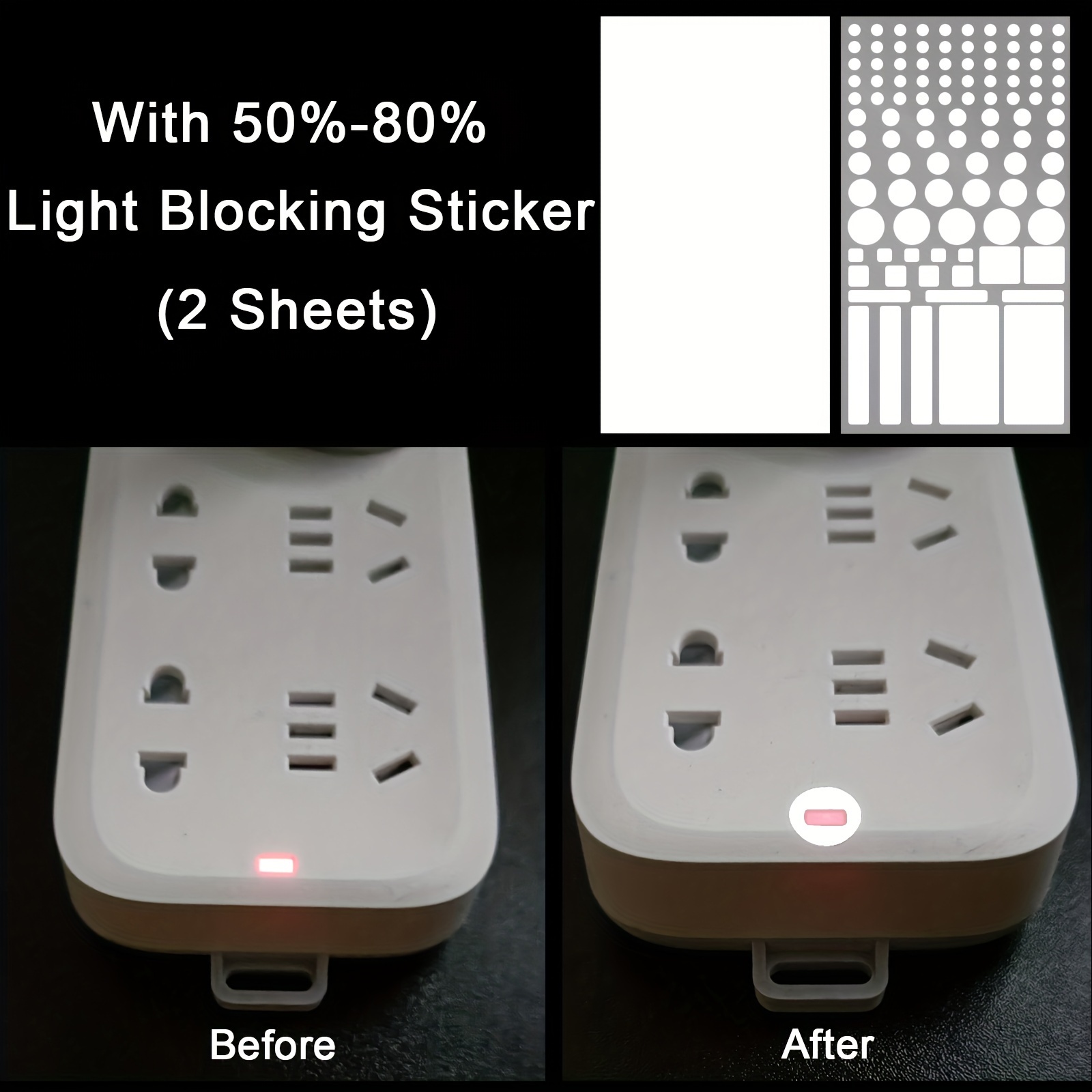  Light Blocking Stickers, Light Dimming LED Filters, (2
