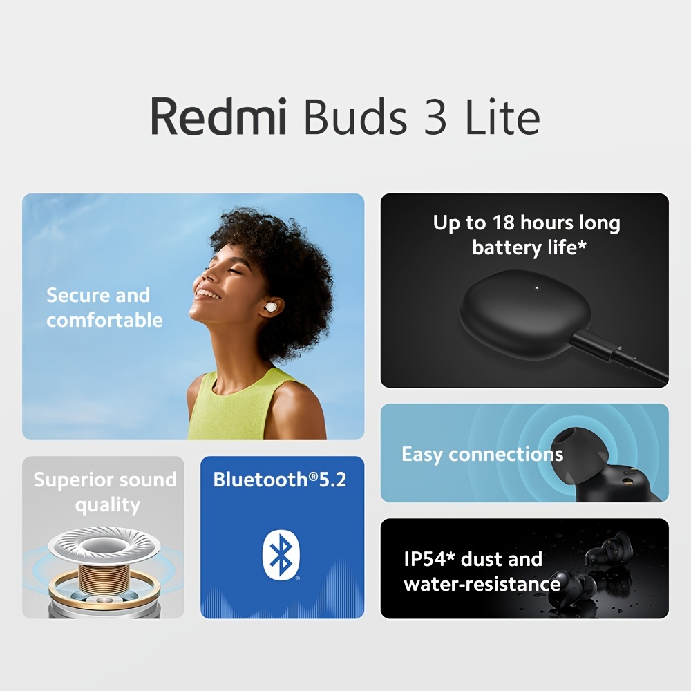 Xiaomi Redmi Buds 3 Lite Wireless 5.2 Earbuds Mini Earphones - Temu