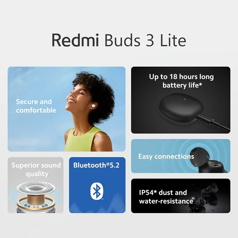 Xiaomi Redmi Buds 3 Lite Wireless 5.2 Earbuds Mini Earphones - Temu