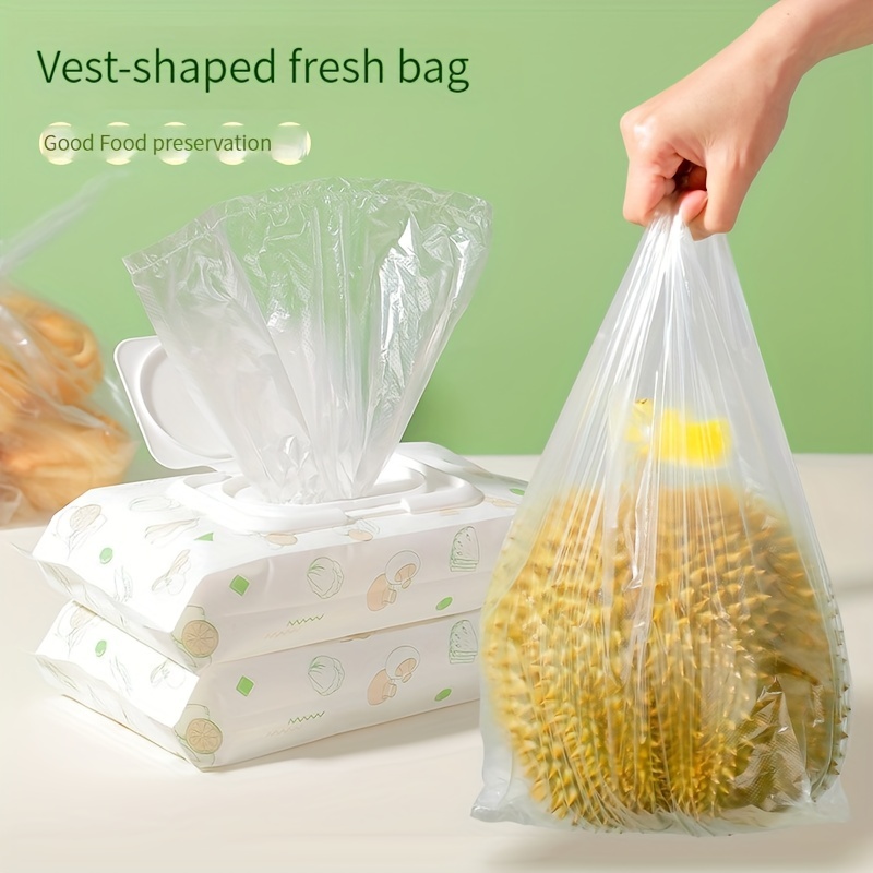 Toorise 100pcs Roll Plastic Carrier Bags Vest Fresh-keeping Plastic Bags  with Handle Disposable Food Storage Bags Kitchen Accessories for Kitchen  Meat