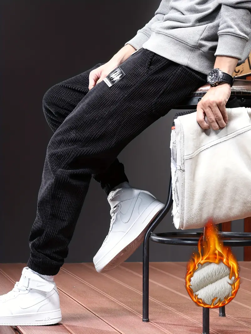 Men's Casual Fleece Lined Joggers Warm Thick Tapered Sports - Temu