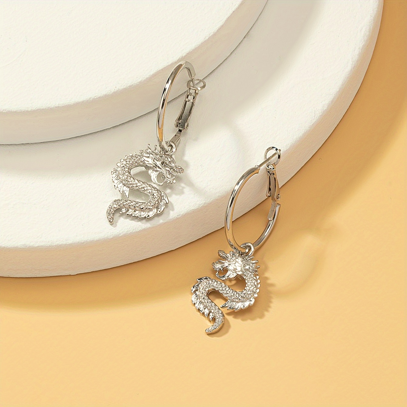 Geometric Metal Dragon Earrings for Women