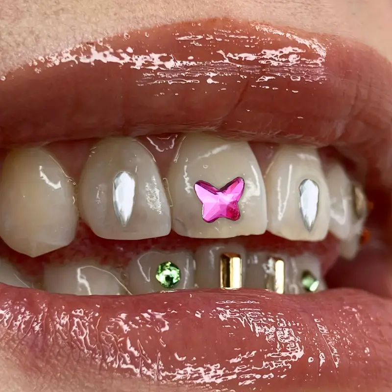 Super Shiny Mini Butterfly Shape Tooth Gem Kit Y2k - Temu