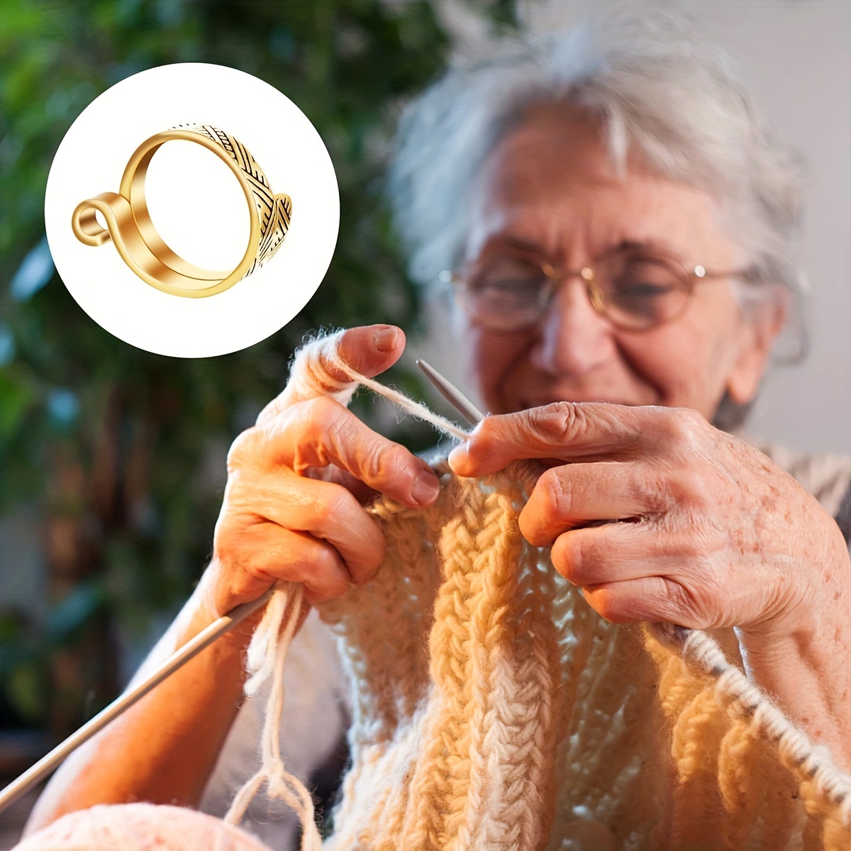 1pc Vintage Crochet Ring For Finger Adjustable Knitting Loop Crochet For  Faster Knitting Finger Yarn Guide