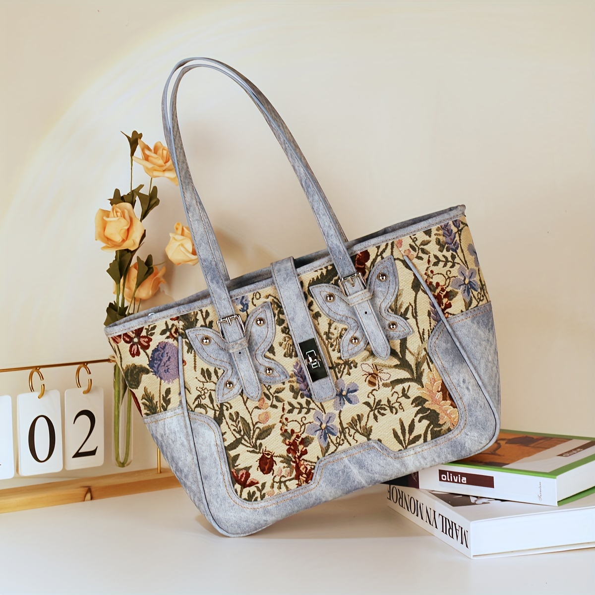 Fashion Larger Capacity Old Flower Tote Bag For Commmute