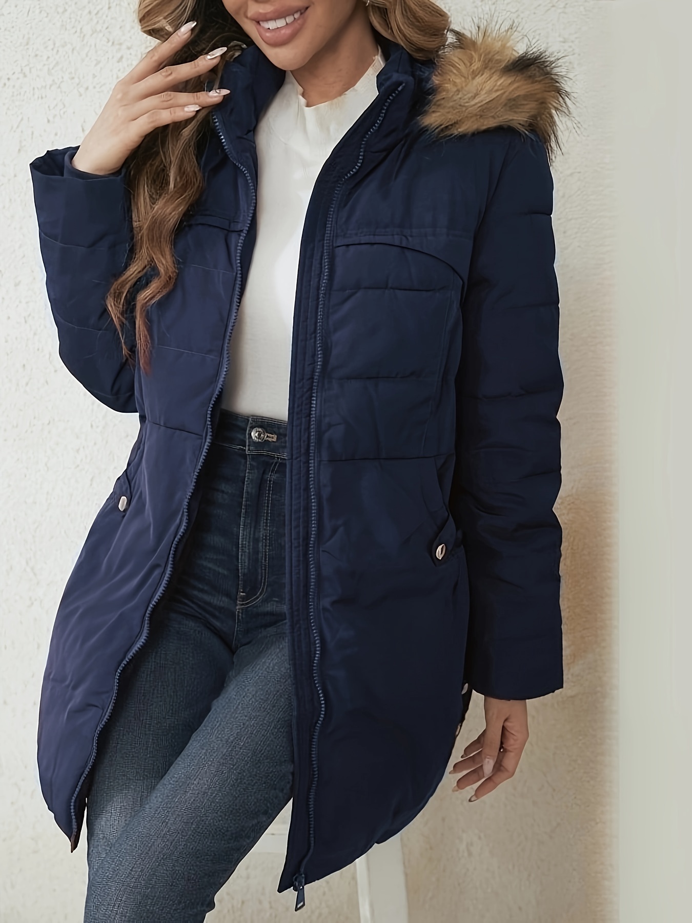 Padded navy best sale coat womens