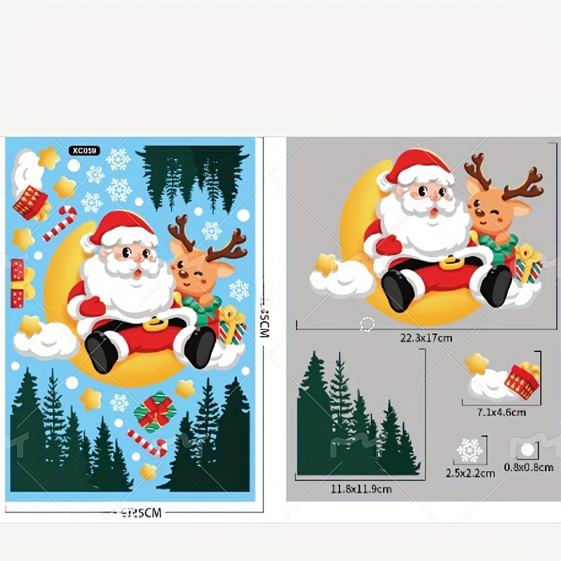 2024 New Christmas Decoration Snowflake Sticker Santa Claus - Temu