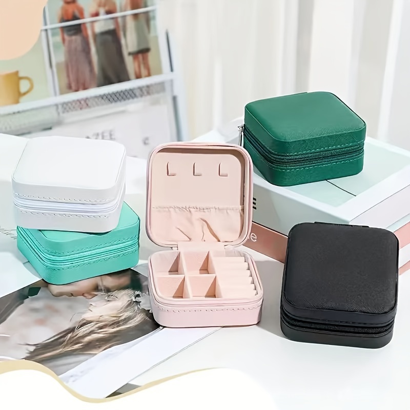 Plastic Jewelry Storage Box With Mirror Portable Organizer - Temu