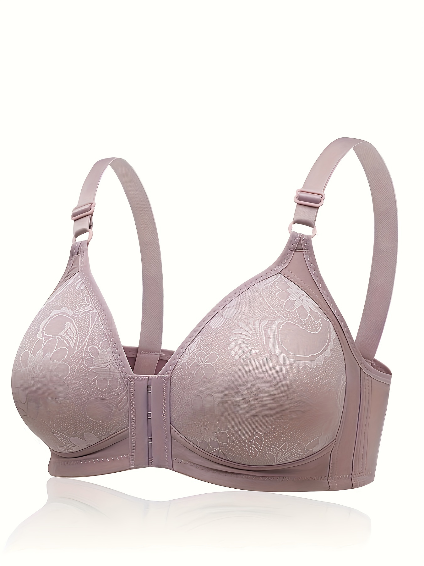 Contrast Lace Wireless Bra Comfy Breathable Front Buckle - Temu United Arab  Emirates