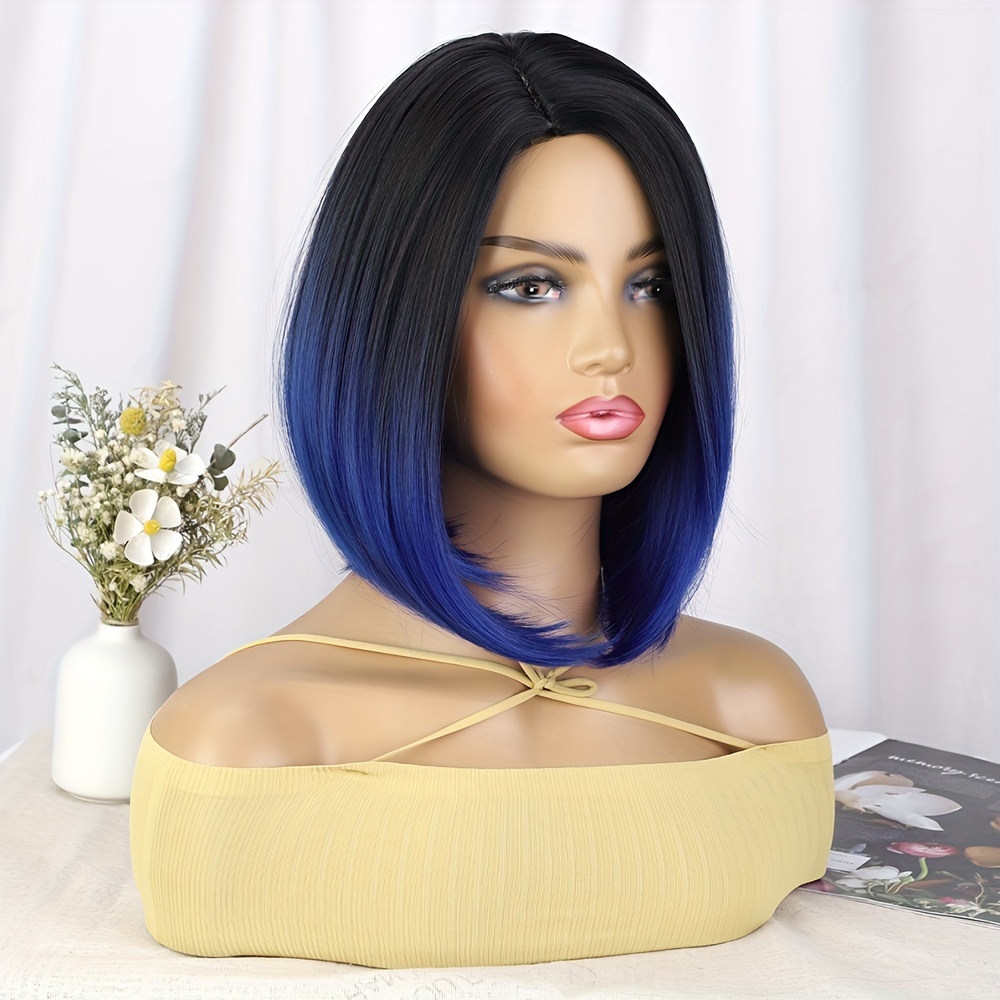 Short blue bob sale wig