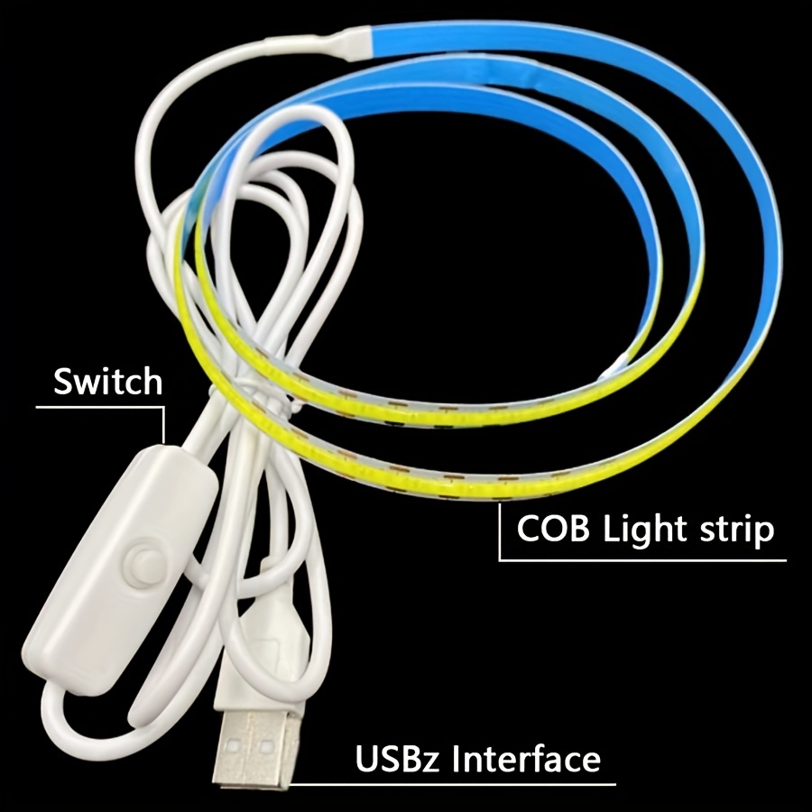 Cob Strip Light Switch Usb 5v 320 Led High Brightness Led - Temu