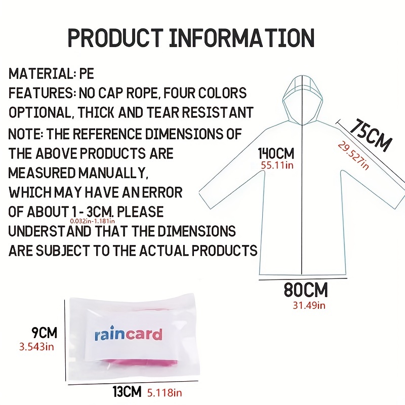 Disposable Reusable Emergency Rain Coats Pack