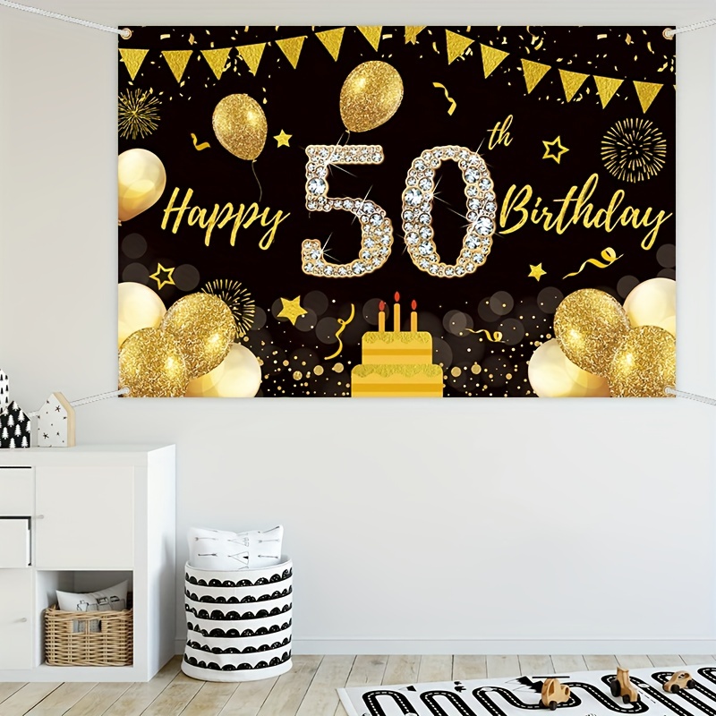 Personalizado a medida 50 cumpleaños Hombre Tema Fiesta de cumpleaños  Evento Póster Banner Impresión Grande de alta calidad Gráfico Cake Table  Decoración -  México