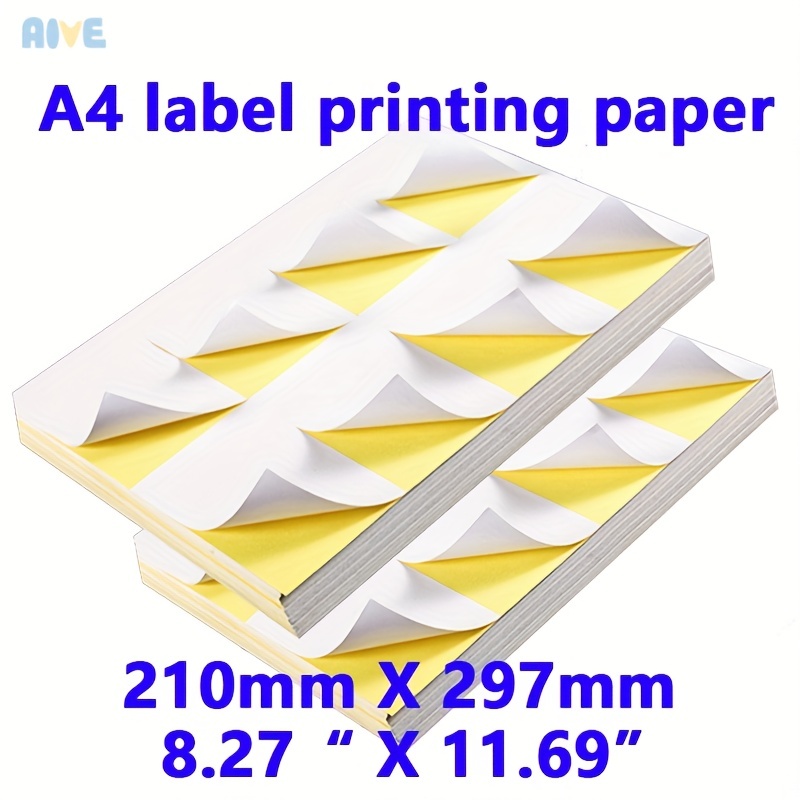 Papier autocollant universel pour impression d'étiquettes autocollantes,  blanc 100 feuilles de papier A4 (210 mm x 297 mm) 