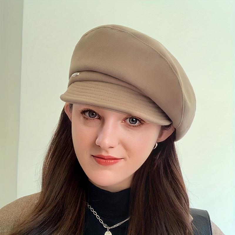 Classic British Style Octagonal Berets Simple Newsboy Hat Elegant Solid  Color Painter Cap Vintage Beret Hats For Women Autumn & Winter