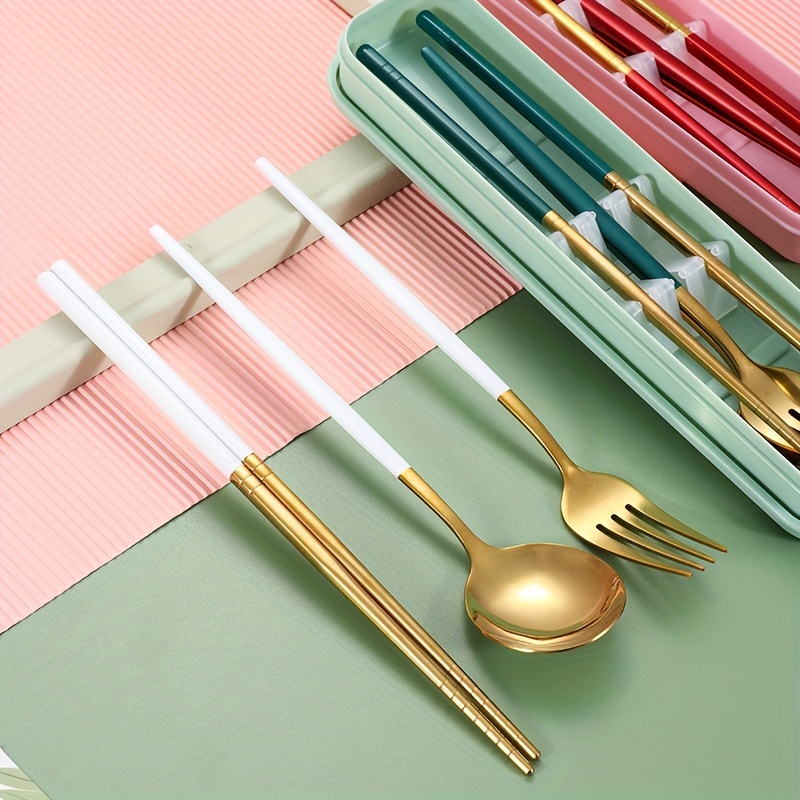 Woman Chopsticks Purse Silverware Portable Spoons Case Travel Cutlery Set