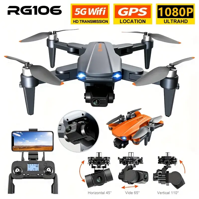 New Arrival RG106 Large Size Professional Grade Drone, Equipped With Three Axis Anti-Shake Self-stabilizing Gimbal, HD HD 1080P ESC Dual Camera, GPS Positioning Return Anti-Fly Loss details 1
