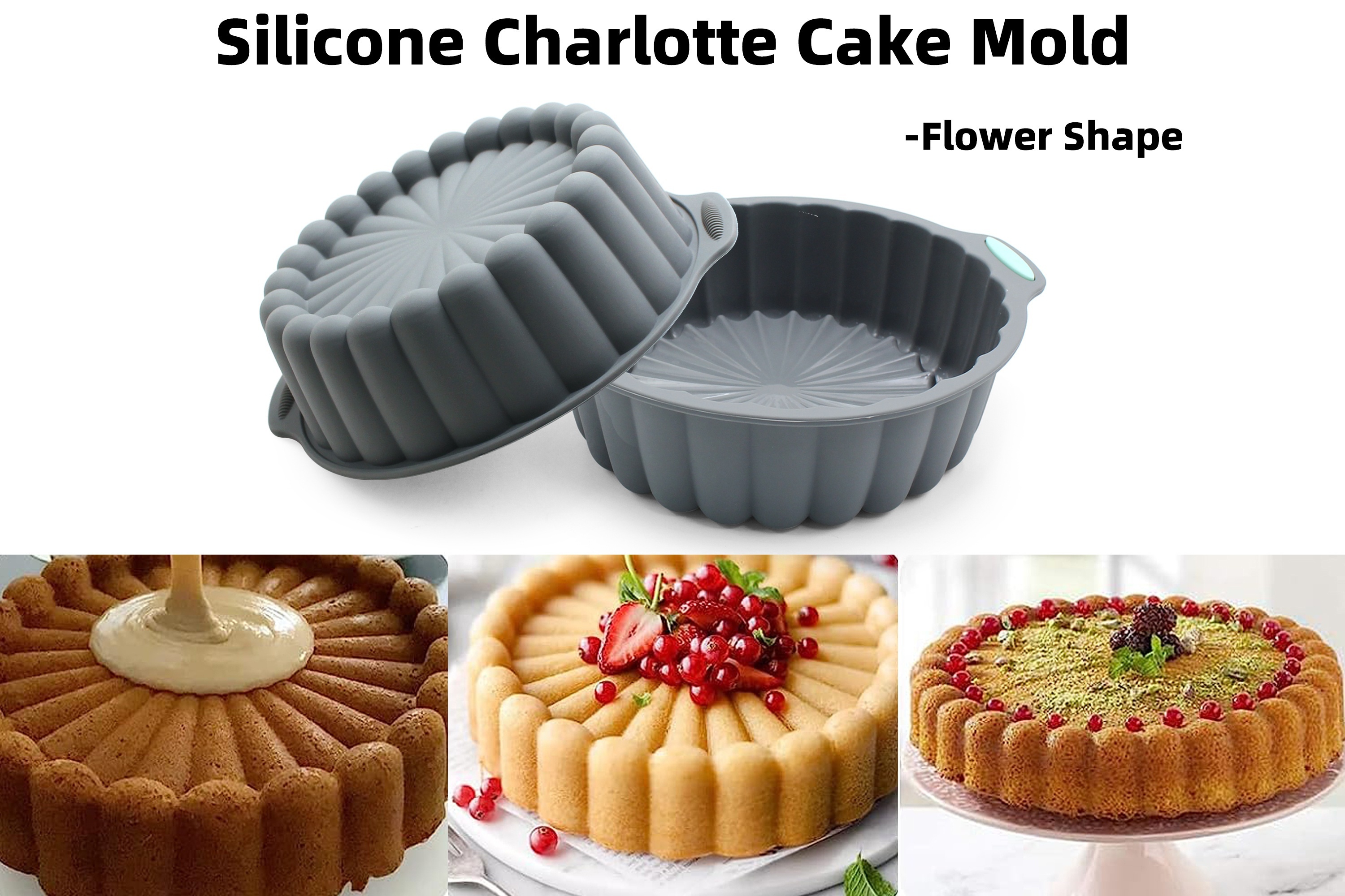 Flower Shaped Cake Mold Silicone Round Cake Pan Charlotte - Temu