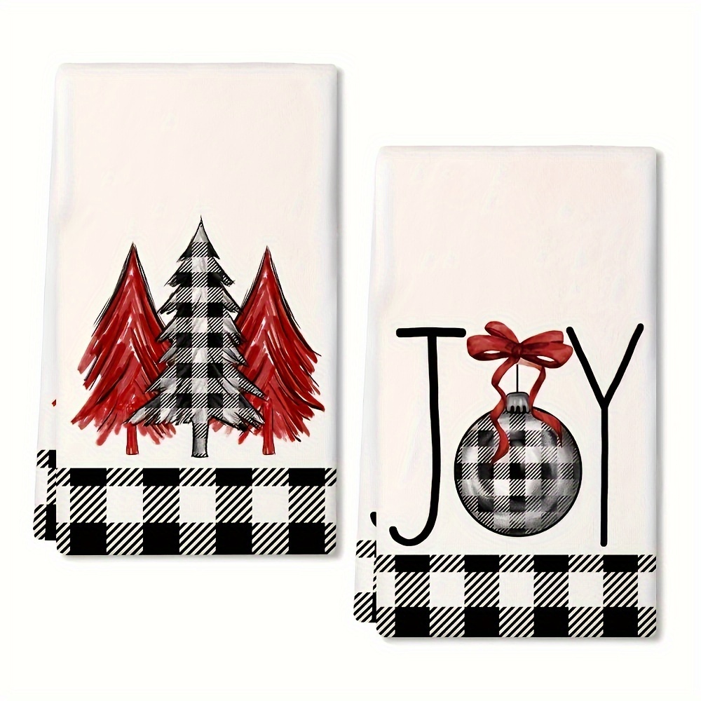 Tree Tartan Traditional Holiday Dish Towels, Set of Two