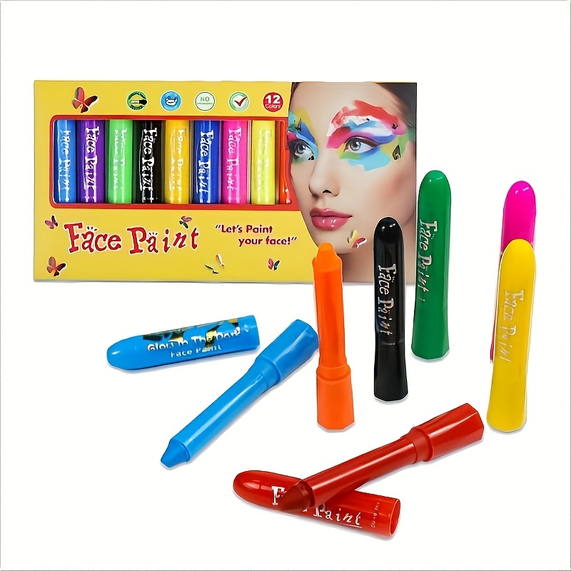 Face Painting Kit 12 Colors Glow Face Paint Sticks Professional Face  Painting Kit For Halloween Or