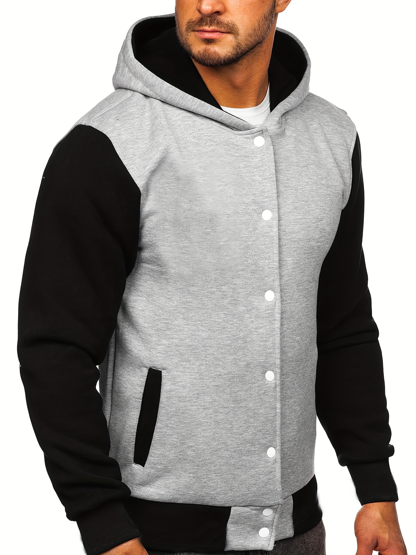 Wool Varsity Jacket Mens Light Grey