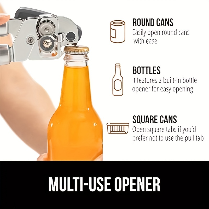 Can Opener, Classic Hand Held Metal Manual Can Opener With Built-in Bottle  Top Remover, Bottle Opener For Weak Hands, Kitchen Gadgets, Cheap Items -  Temu