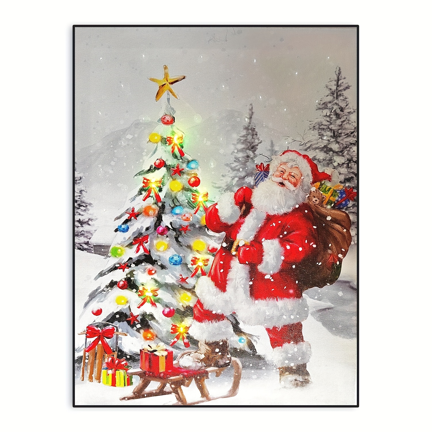 1pc Leinwandposter Moderne Kunst Santa Weihnachtsbaum Santa - Temu Germany