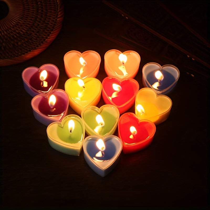 9 paquetes de velas en forma de corazón, velas románticas de amor, velas de  candelita para boda, Día de San Valentín, cena, decoración de pasteles,  recuerdo de fiesta (amarillo) Sincero Hogar
