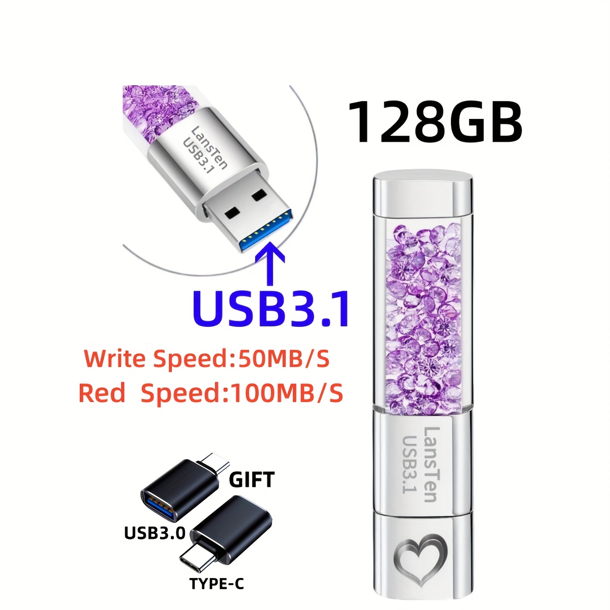 Clé USB 3.1 Bling Haute Vitesse 128 Go 64 Go – Clé USB - Temu Belgium
