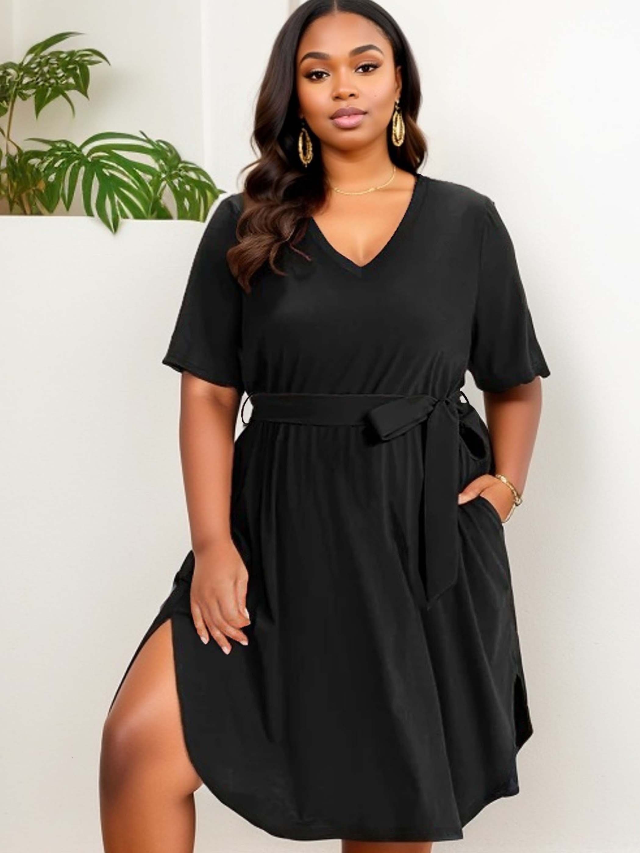 Black Dresses For Women Plus Size - Temu Canada