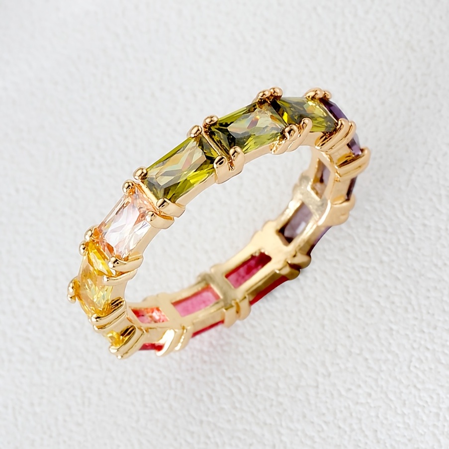 Multicolor Cubic Zirconia Circle Golden Plated Ring