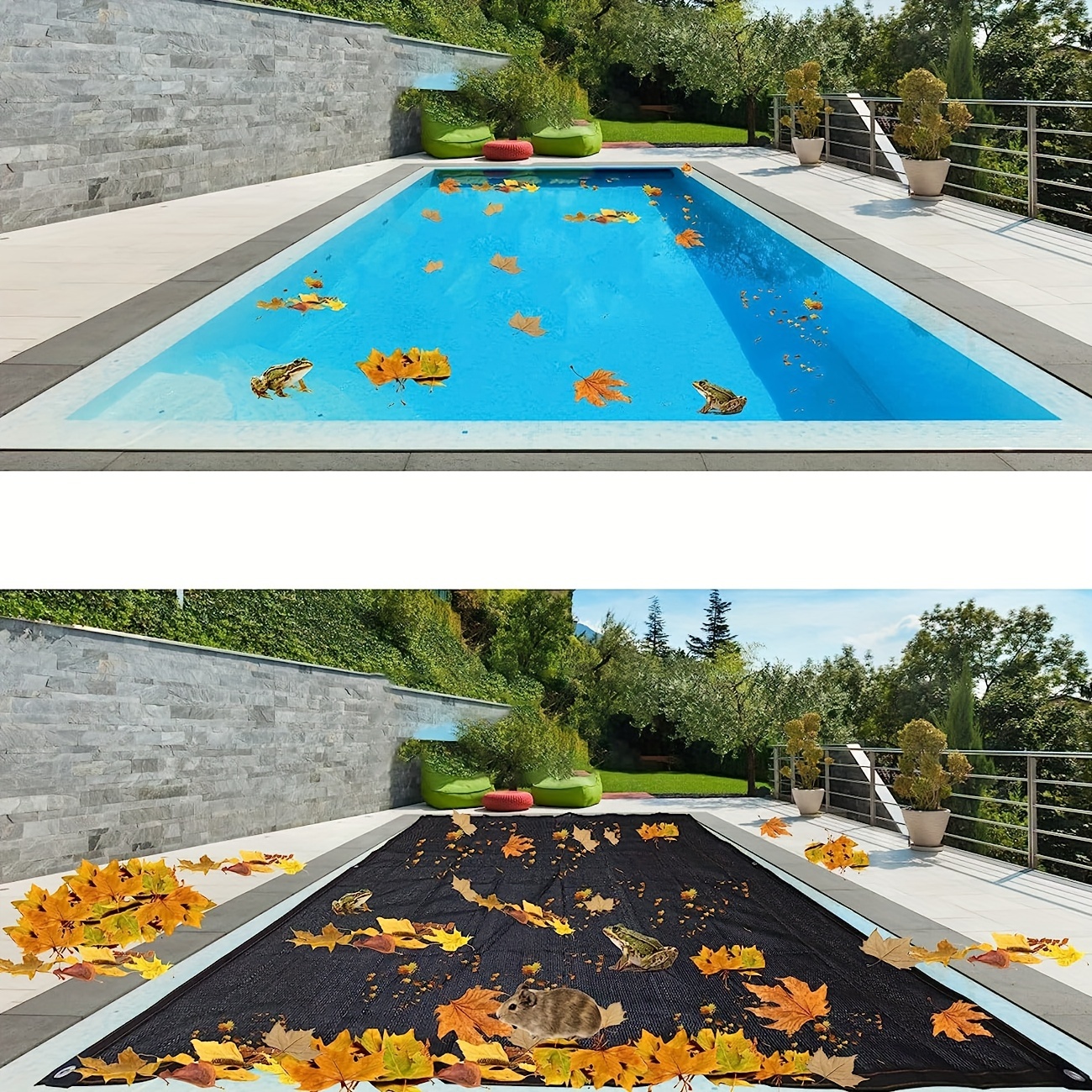 Couverture de filet à feuilles, filet à feuilles rectangulaire dans la  couverture de piscine creusée, couverture d'écran de piscine à mailles fines  robuste avec maille plus fine, filet d'étang : : Jardin