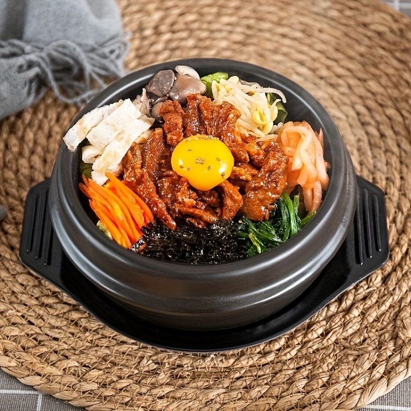 Bibimbap Earthenware Stone Bowl, Korean Cooking Soup Ceramic Pot, Donabe Pot  For Ttukbaegi And Korean Stew With Tray, Commercial Ceramic Casserole -  Temu Austria