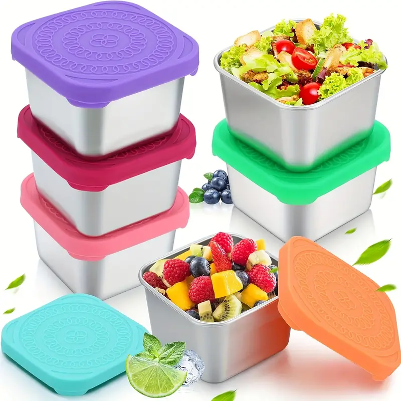 Lunch Box Stainless Steel Snack Containers Lid Leak Proof - Temu