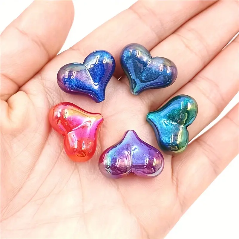 Color Plated Acrylic Vertical Hole Big Peach Heart Beads For - Temu
