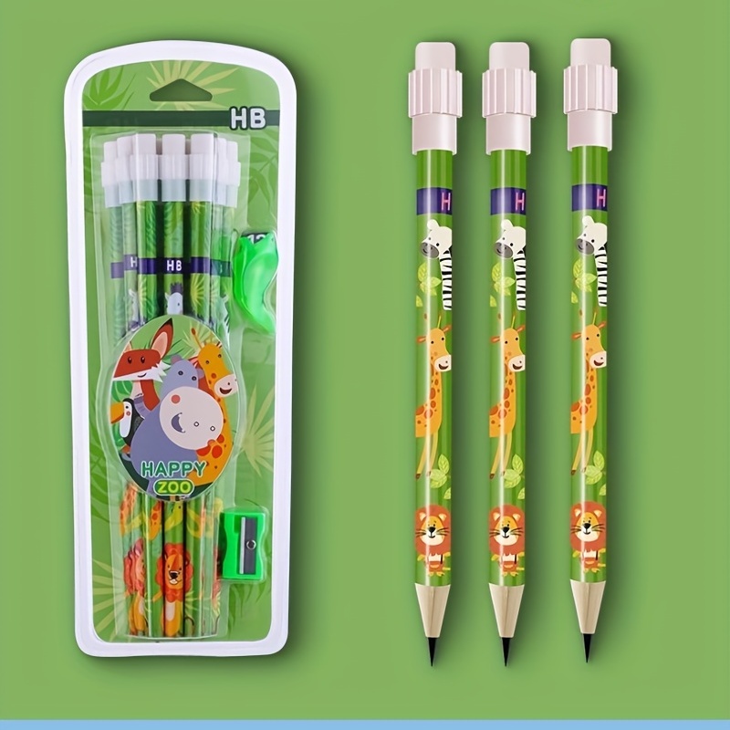 Kids Pencils Eraser School Hb Pens Cute Animal Eraser Wooden - Temu  Australia