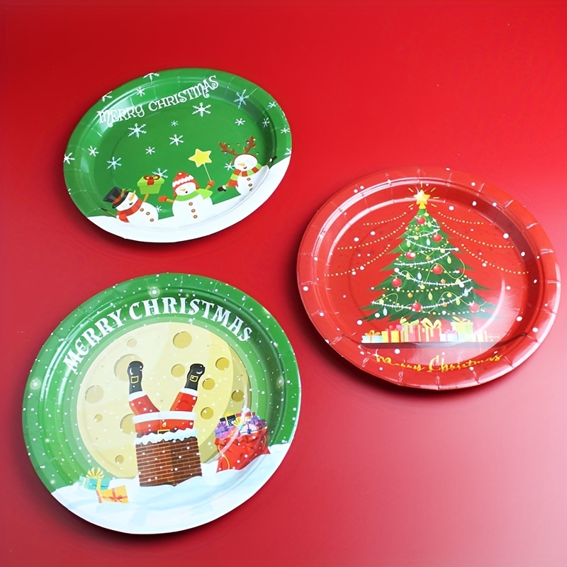 Disposable Christmas Paper Dining Plates Christmas Theme - Temu