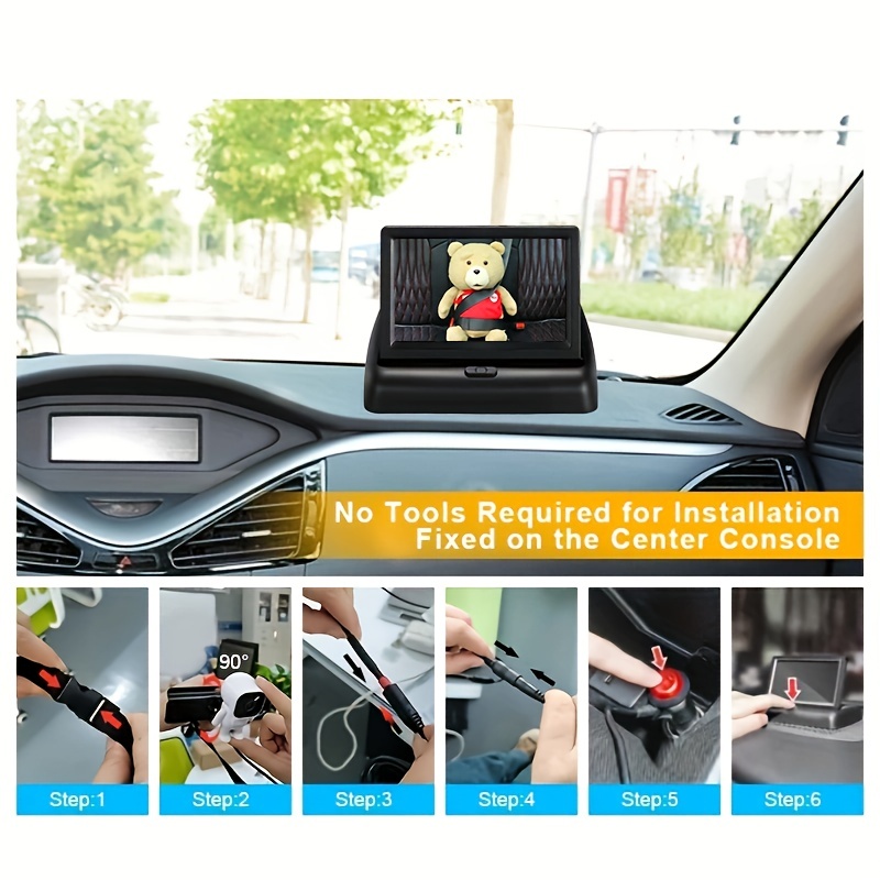 Baby Car Camera Monitor Safety Car Seat Mirror 4.3 Inch Folding Display  Screen 