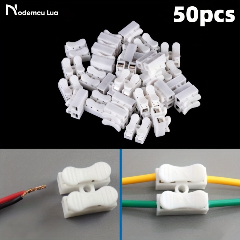 

Nodemcu Lua 50pcs Push Quick Wire Cable Connector, 10a 220v 2 Pin Push Quick Wire Cable Connector Spring Clamp Terminal, White Wiring Terminal Fast Wire Connection Operation
