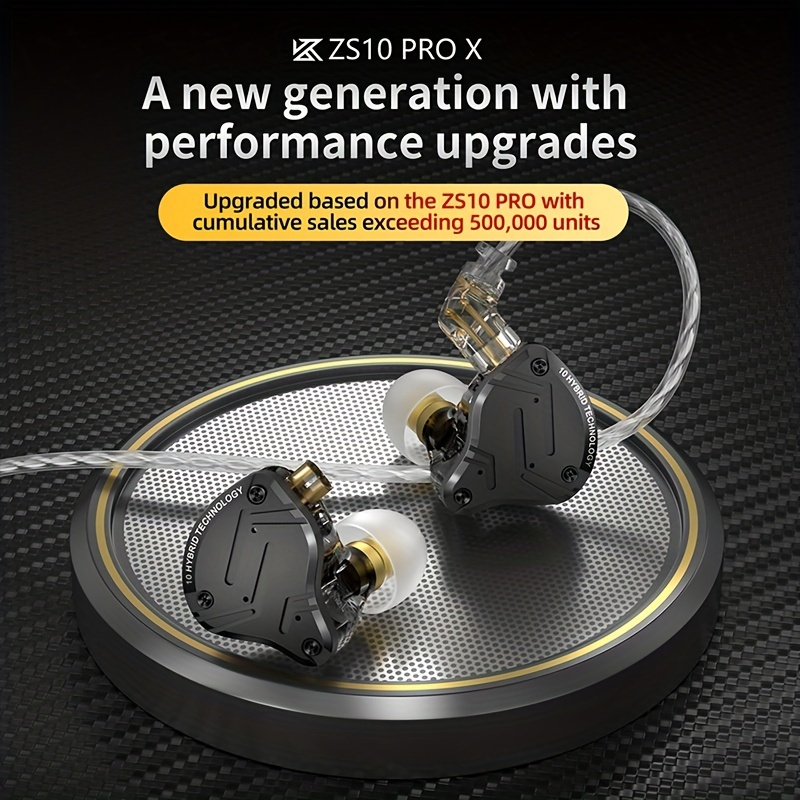 KZ ZS10 PRO X in Ear Monitor Headphones, Upgrade 4BA+1DD Hybrid Driver IEM  Earphones, HiFi Metal Wired Gaming Earbuds, for Singers Bass Player