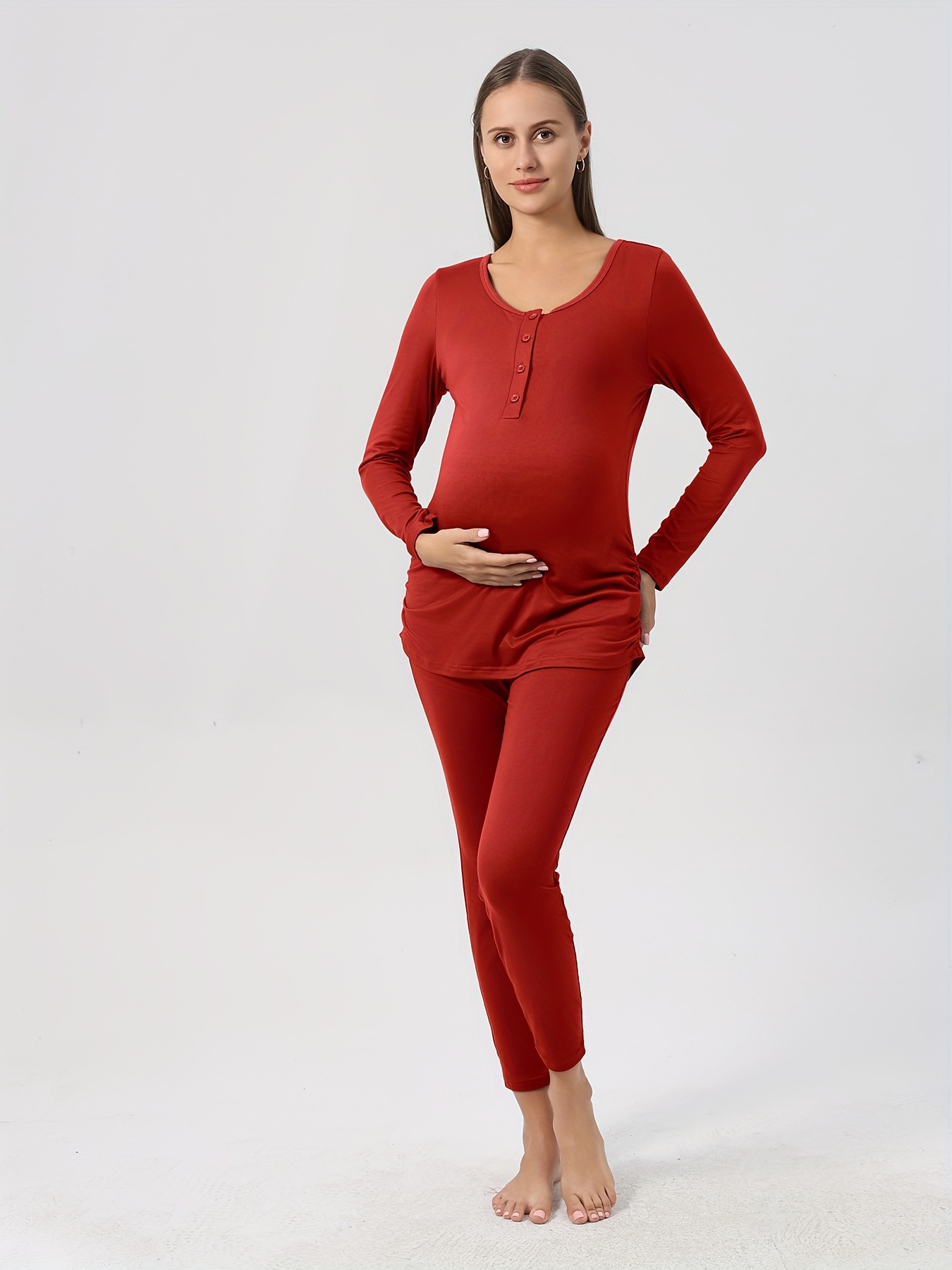 Women's Pajamas Set Cotton Postpartum Maternity Loungewear - Temu