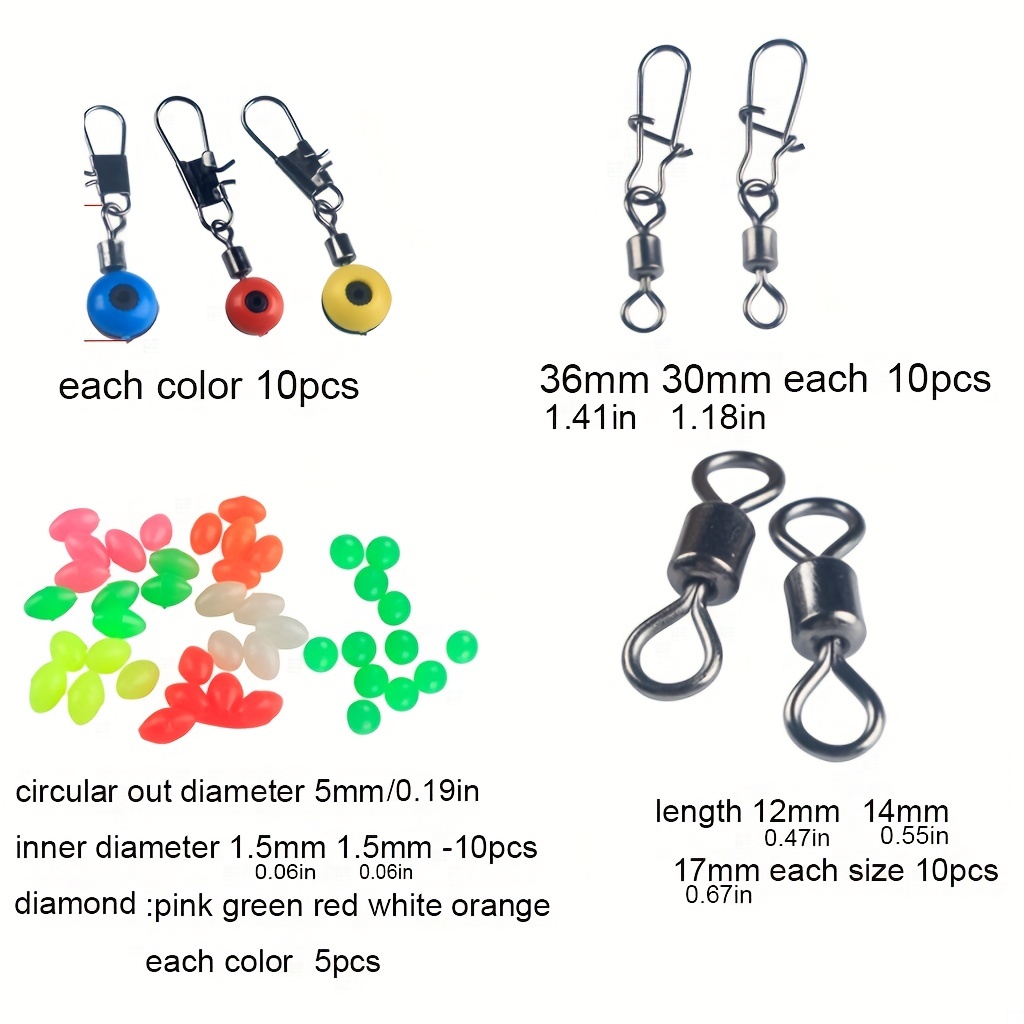 210PCS Kit di Accessori da Pesca, Attrezzi da Pesca con Amo da Pesca,  Gancio per jig, piombi da Pesca, girella a Canna Incrociata, Gancio  Girevole, Stopper Pesca, Pesca Perline con Scatola 