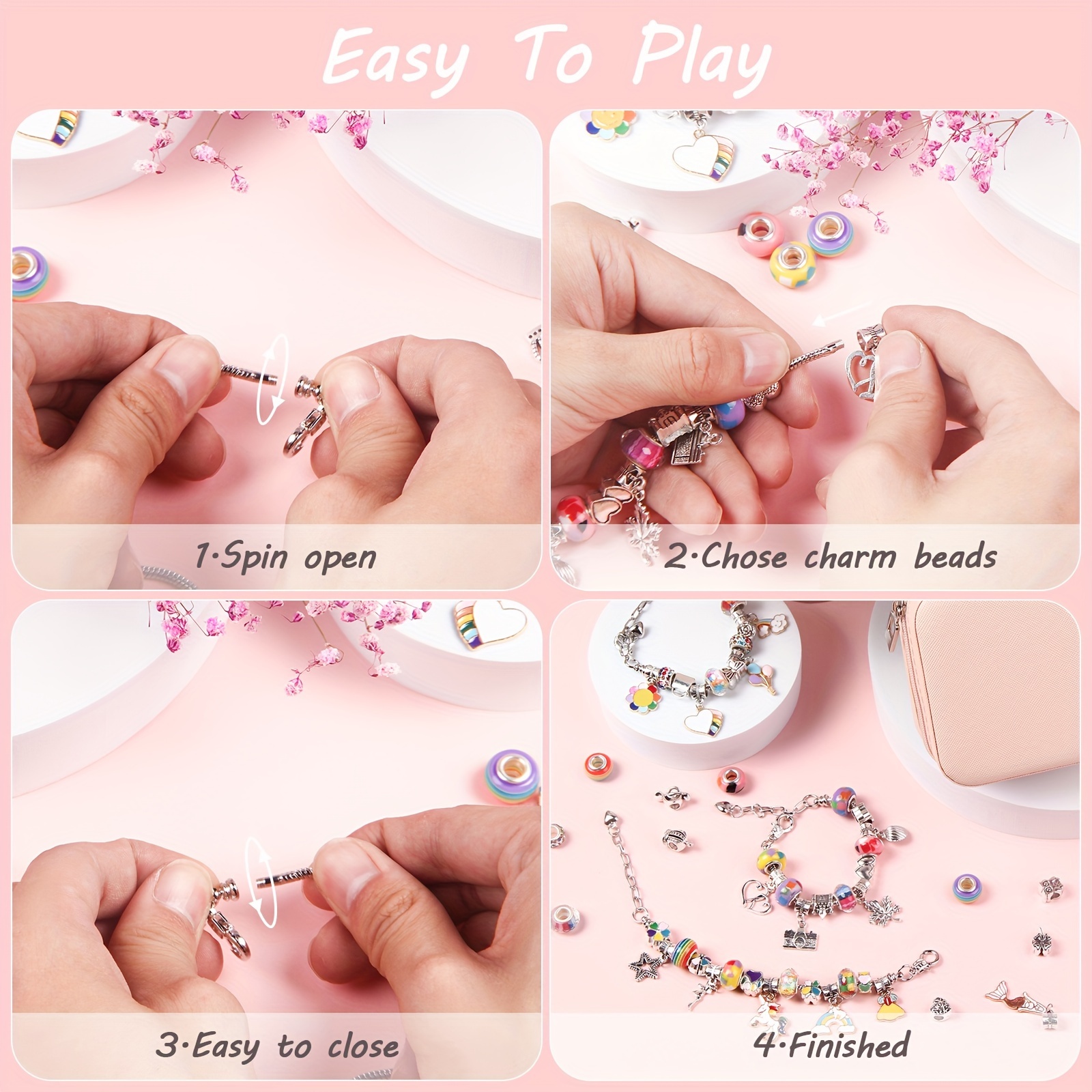 Girls Jewelry Making Kit Charm Bracelet Beads DIY Craft Gift Set