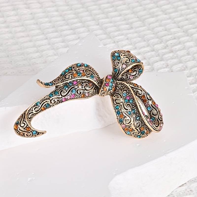 Bowknot Rhinestone Brooch, Vintage Clothing Accessory