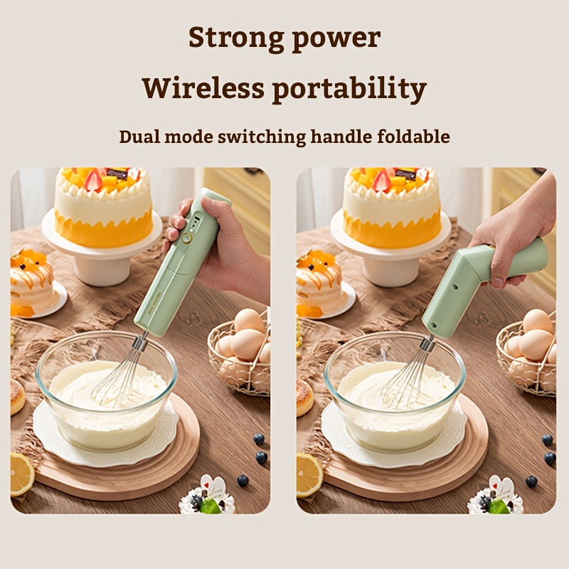 Mini batidora de mano eléctrica inalámbrica para el hogar, batidor de  huevos de mano recargable por USB con 2 batidores desmontables, 3 modos de