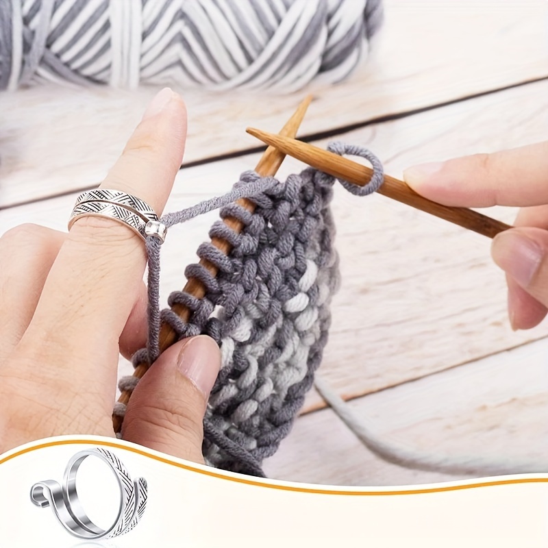 Mandala Crafts yarn ring - knitting ring for finger - yarn stranding guide  crochet tension ring stainless steel