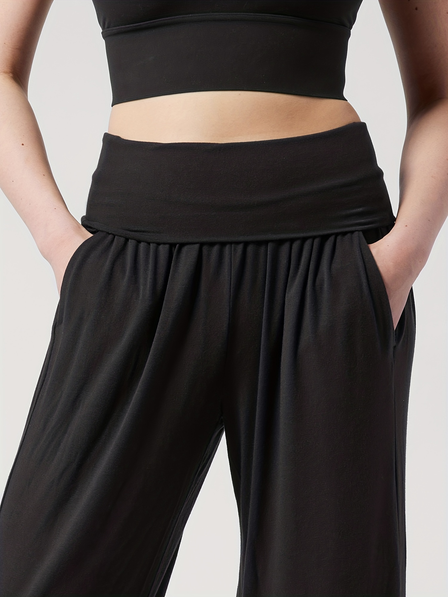 Augper Women's Super High Waist Yoga Pants Slant Pockets Fitness Running  Training Stretch Quick Dry Tight Sports Pants 