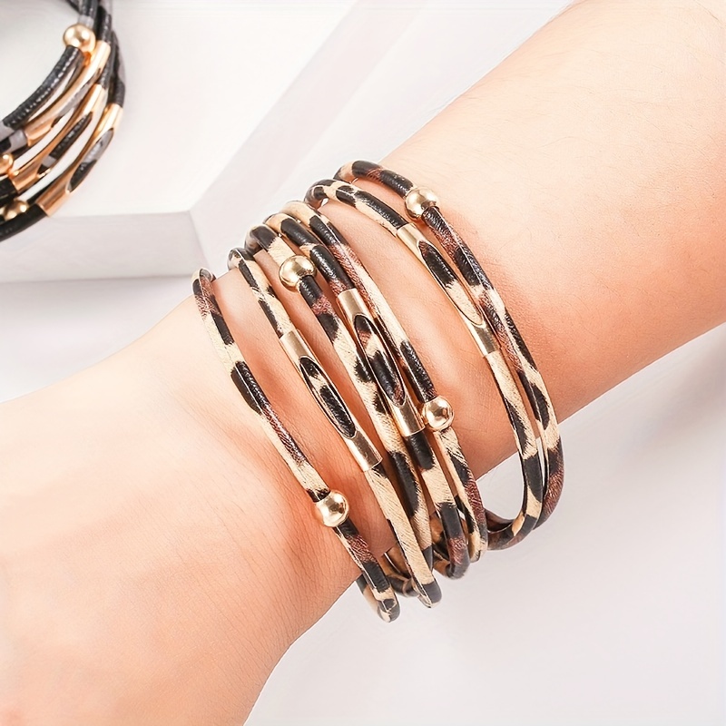 Leopard Leather bead magnetic bracelet – Loved Boutique & Consignment