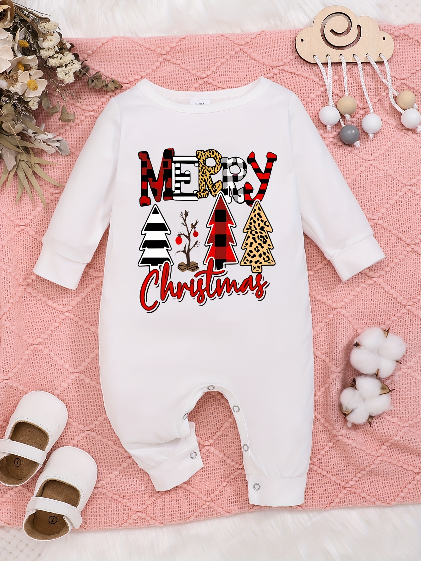 Christmas Baby Cotton Bodysuits Merry Christmas Colorful - Temu